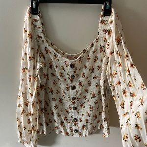 Floral Square Neck Top